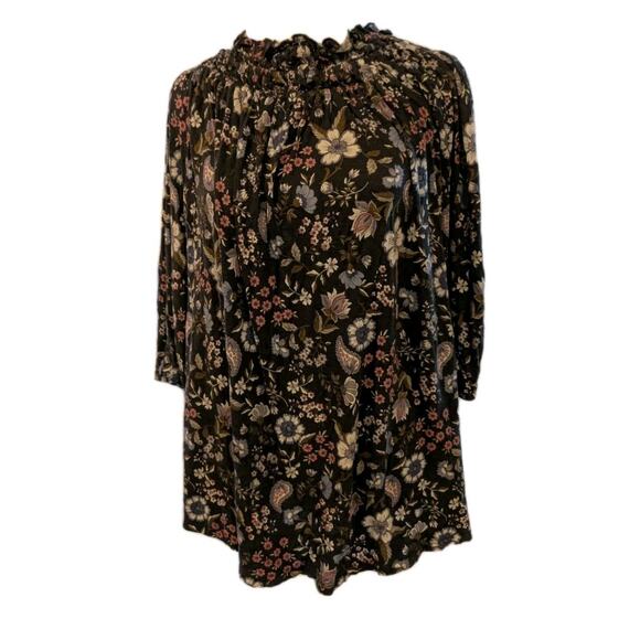 Lane Bryant Gray Paisley Floral OFF THE SHOULDER SWING Top Shirt EUC SIZE 18 20 - Picture 1 of 13